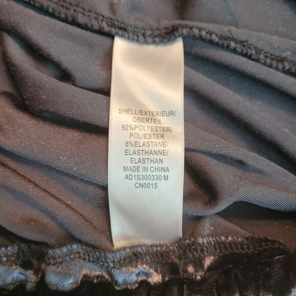 Adrianna Papell Crushed Velvet Top L Puff Sleeve Tie Wash Smokey Blue Shimmer - Picture 4 of 10